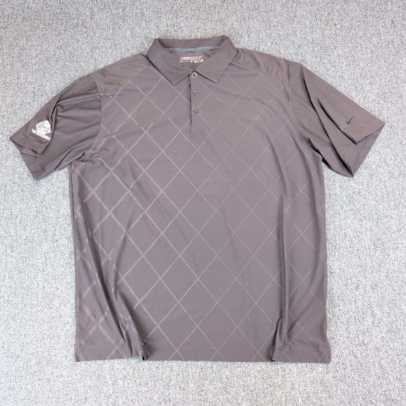 Nike Golf Other - Nike Golf Dri-FIT Polo Shirt Men XL Brown Diamond Grid Flint Hills National Poly